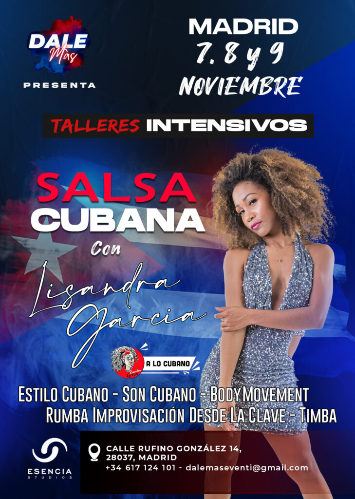Talleres de danza cubana con Lisandra, Madrid 7, 8 y 9 de noviembre