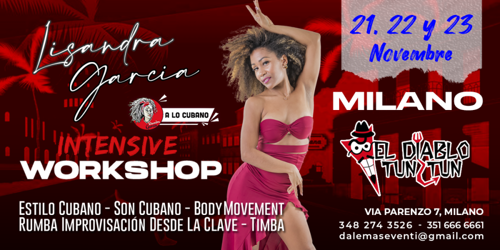Workshop di Salsa Cubana a Milano con Lisandra García, 21, 22 e 23 novembre